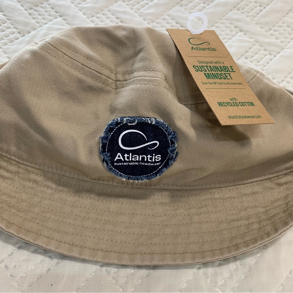 Atlantis Tan Bucket Hat Sustainable Headwear Powell Recycled Cotton New with Tag